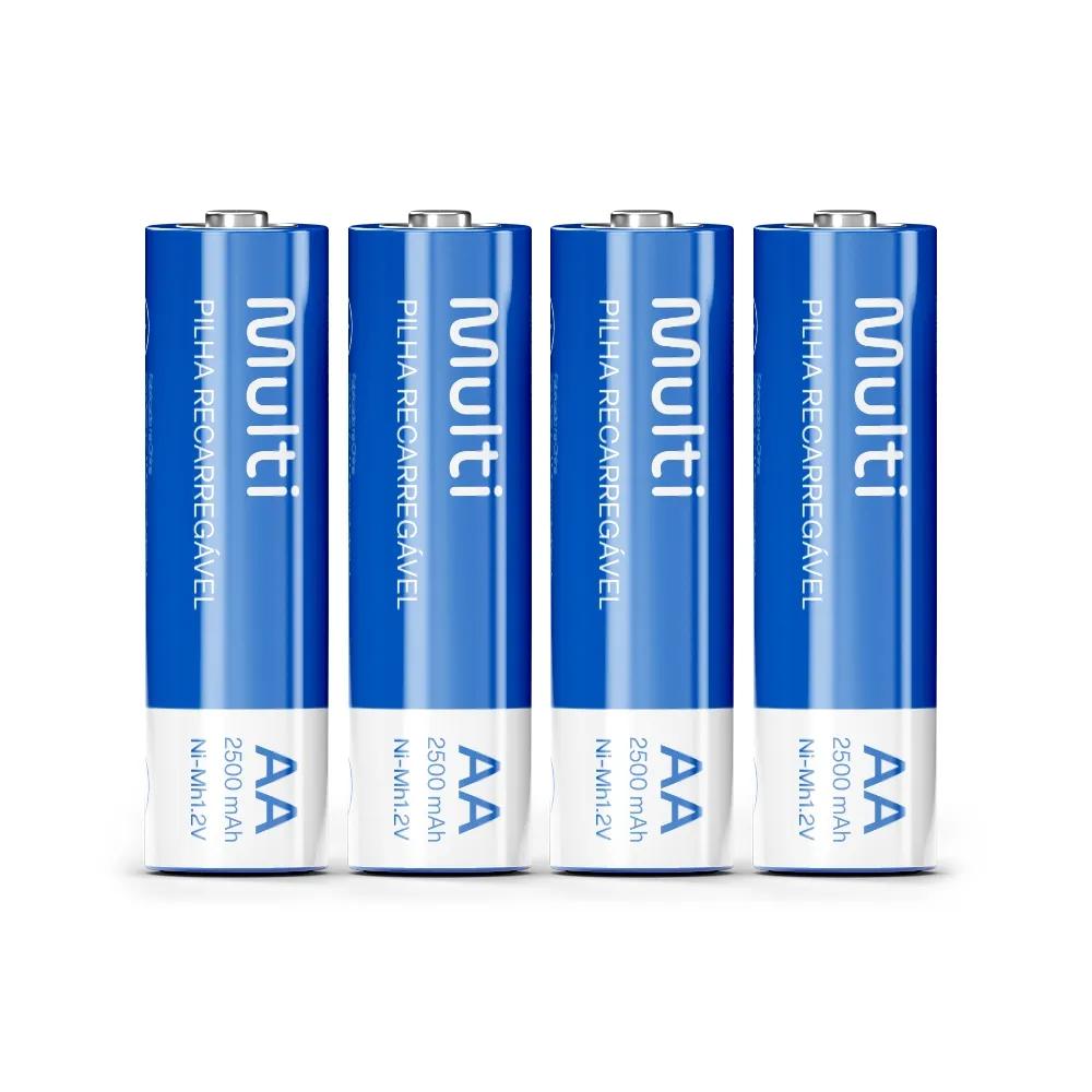 Pilha Recarregavel AA 2500mAh com 4 Unid Multilaser
