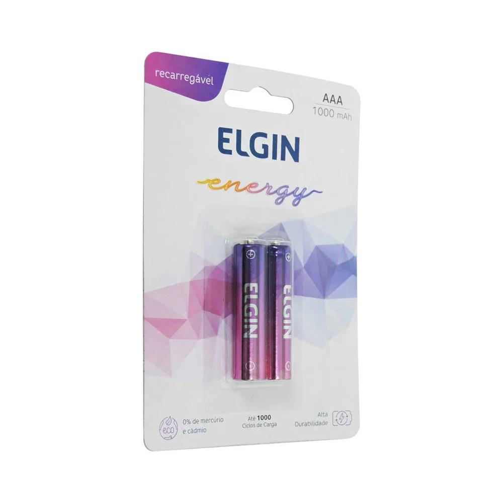 Pilha Recarregavel AAA 1000mAh 2 Unid Elgin