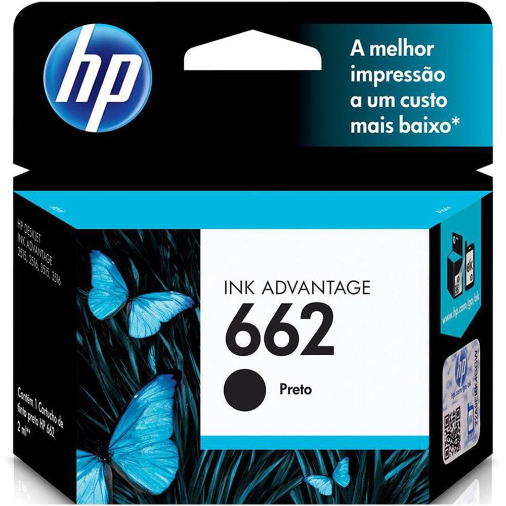Cartucho de Tinta HP 662 Preto Advantage Original 2ml