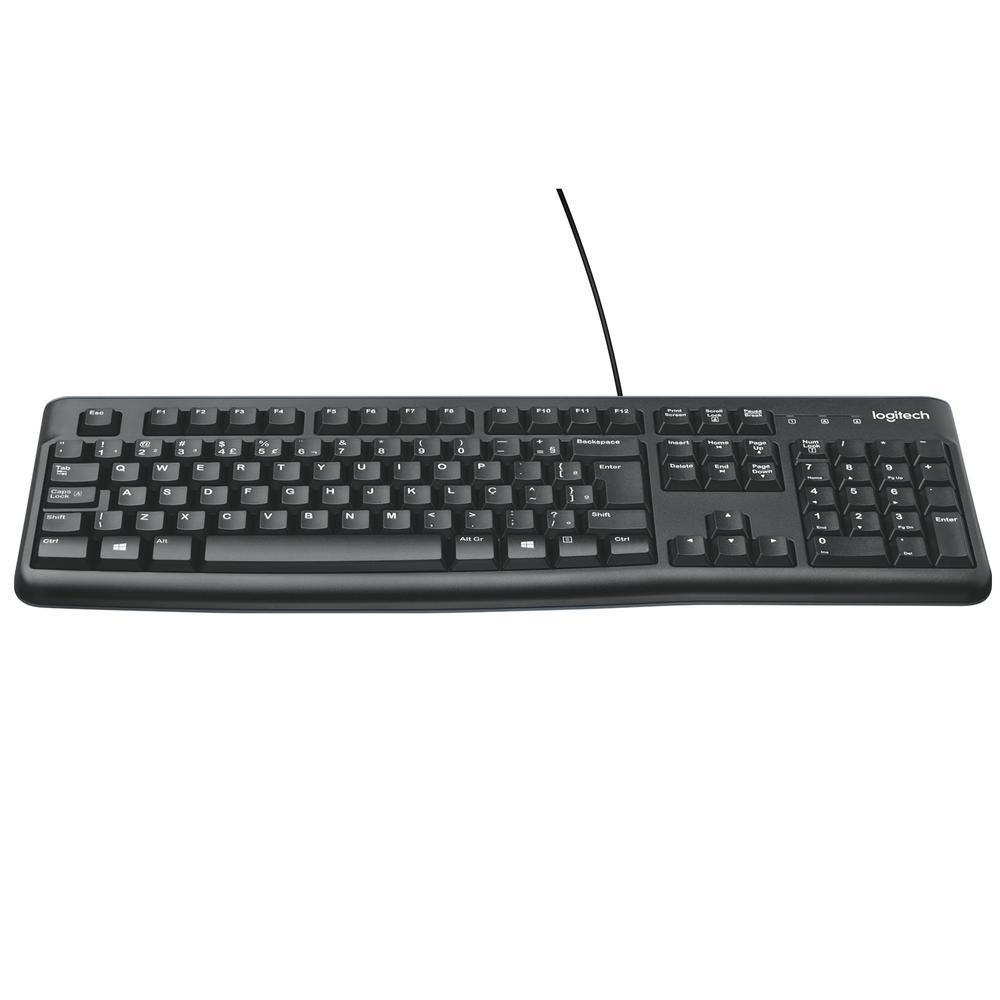 Teclado com Fio USB Logitech K120 Resistente à Respingos, Layout ABNT2, Compativel PC/Notebook