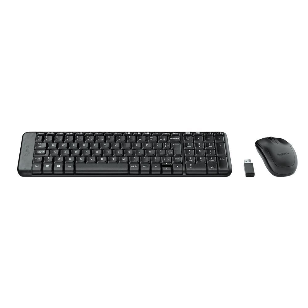 Teclado e Mouse sem Fio Logitech MK220, Compacto, Conexão USB, Pilhas Inclusas, ABNT 2, Preto