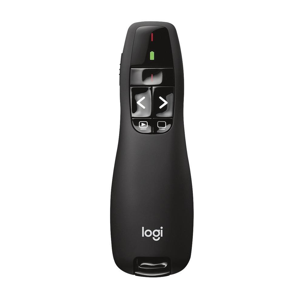 Apresentador sem Fio Logitech R400 com Laser Pointer Vermelho, Conexão USB e Pilha Inclusa