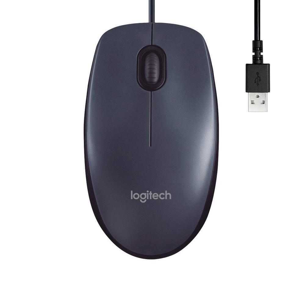 Mouse com Fio USB Logitech M90 com Design Ambidestro e Facilidade Plug And Play- Cinza