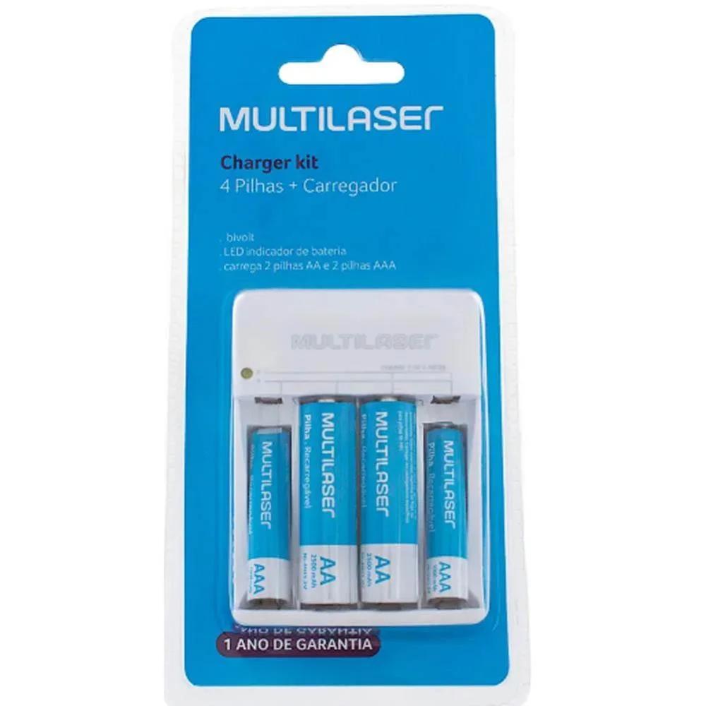 Carregador de Pilhas AA/AAA com 2 AA 2500mAh com 2 AAA 1000mAh - Multilaser