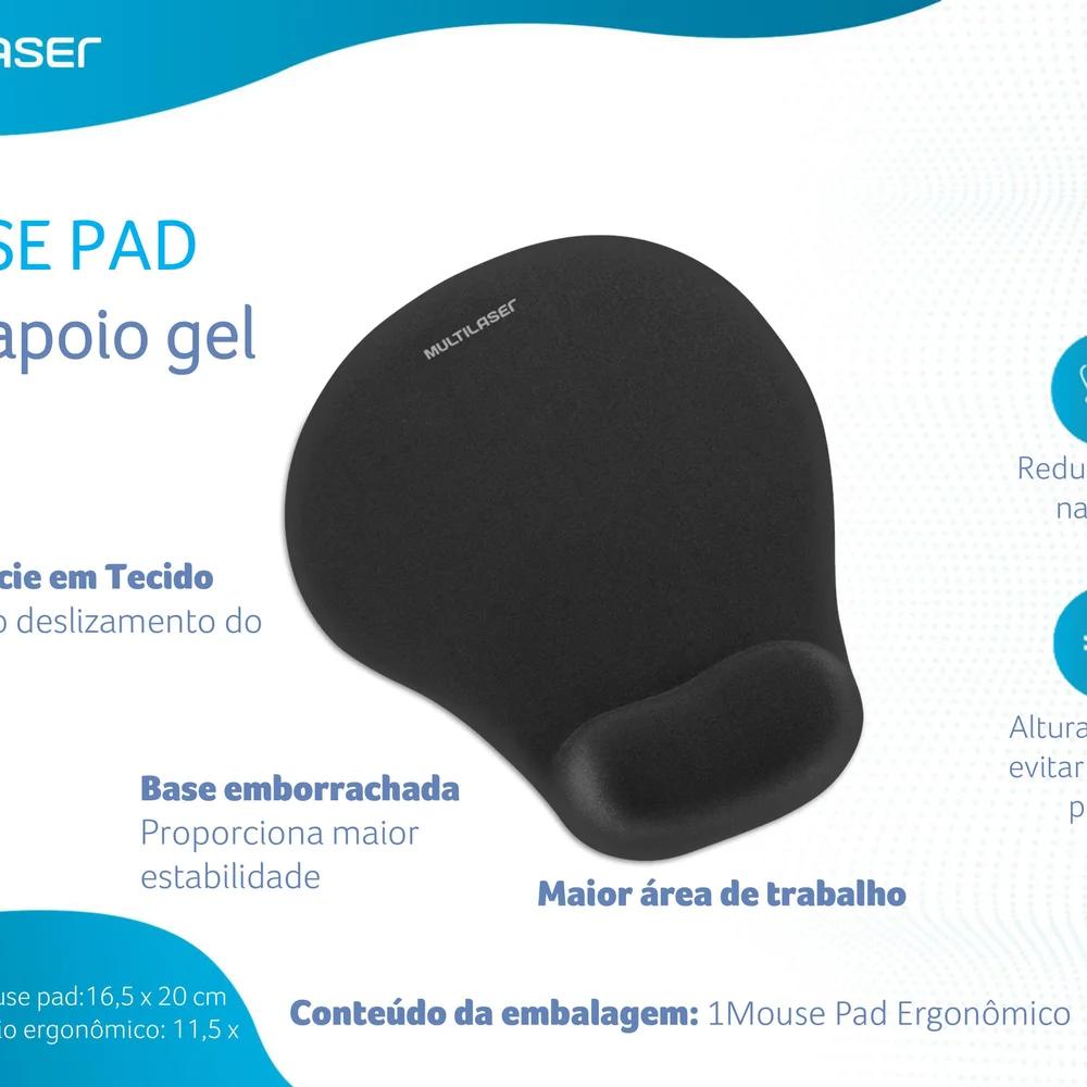 Mousepad com Apoio em Gel - Multilaser