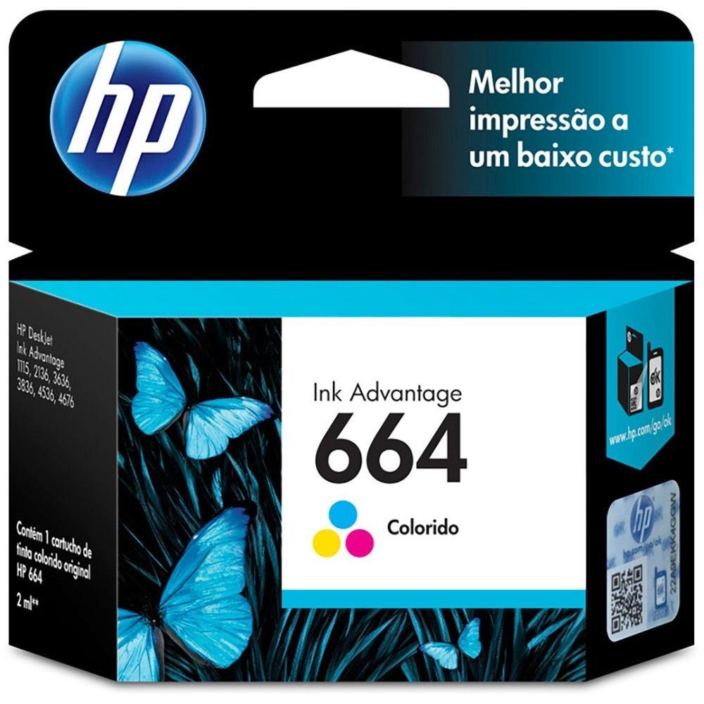 Cartucho de Tinta HP 664 Colorido Advantage Original 2ml