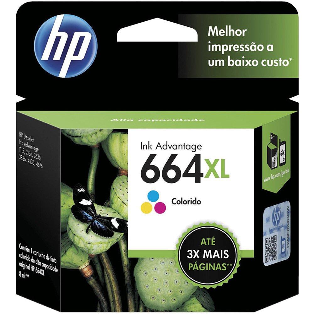 Cartucho de Tinta HP 664XL Colorido de Alto Rendimento Advantage Original 8ml