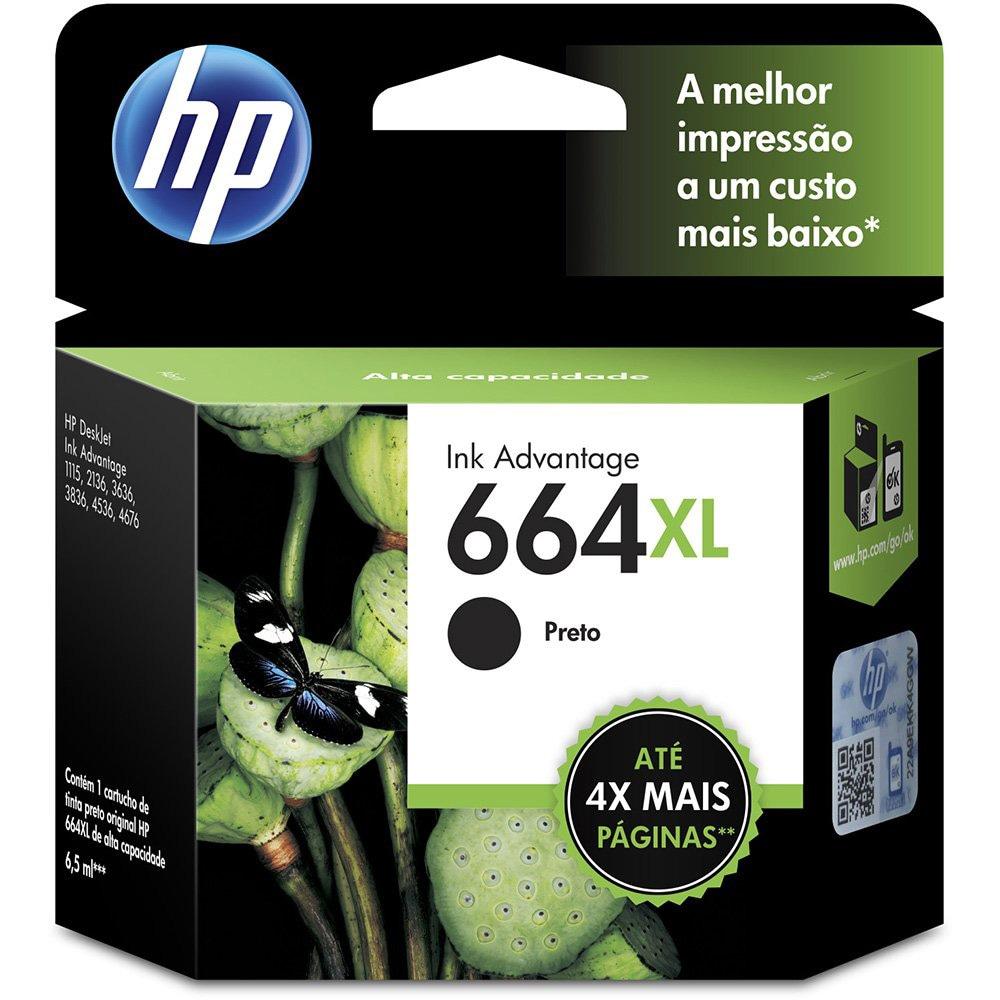 Cartucho de Tinta HP 664XL Preto de Alto Rendimento Advantage Original 8,5ml