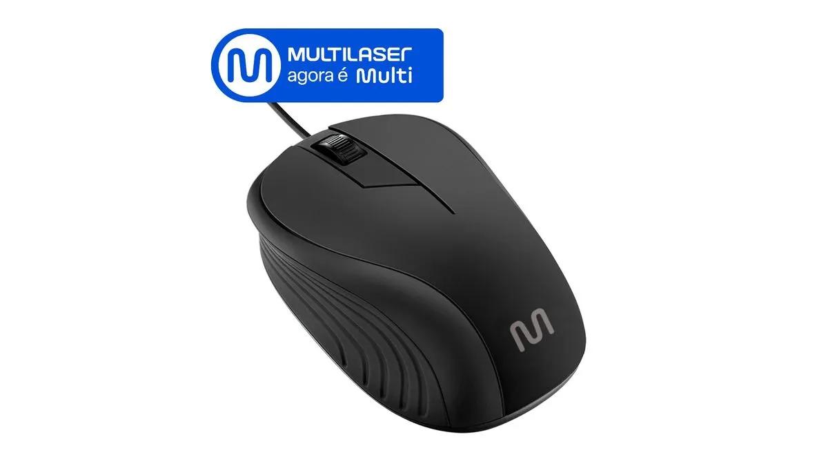Mouse Emborrachado Preto com Fio USB Multilaser