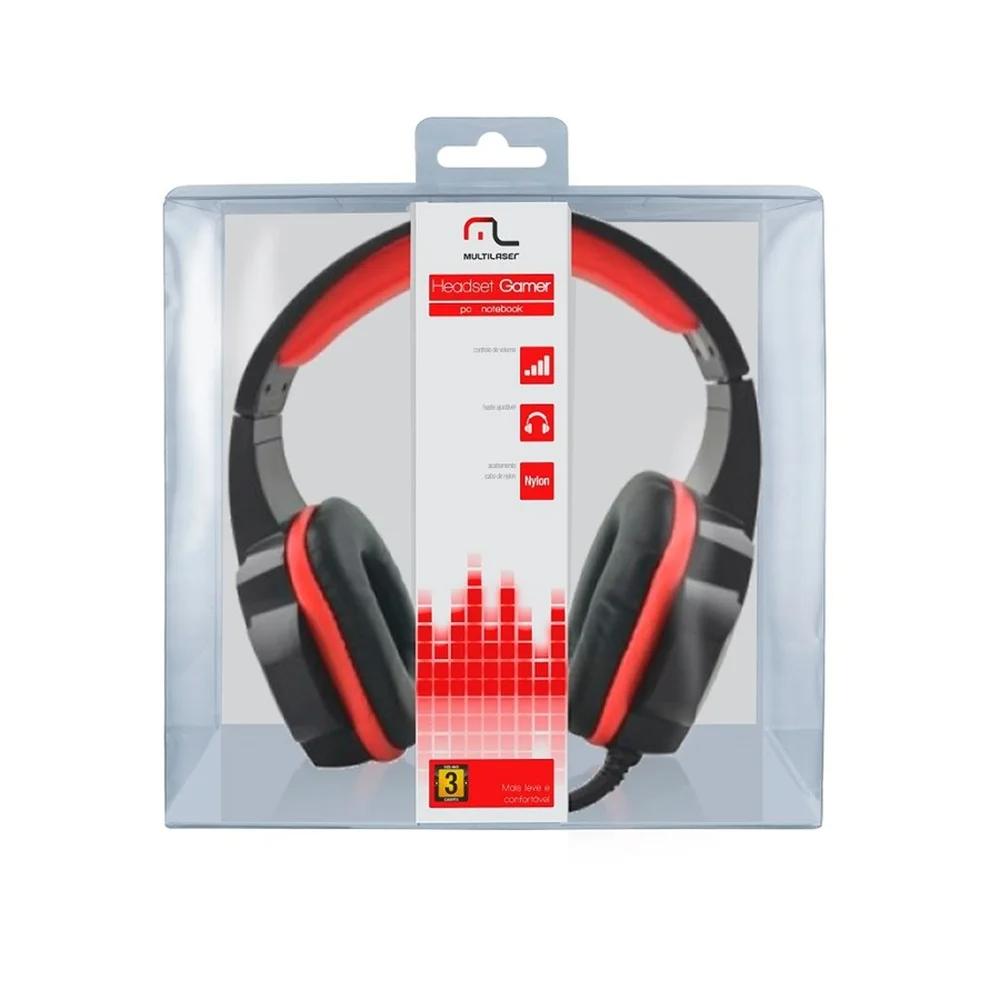 Headset Gamer Multilaser P2 Preto/Vermelho - PH120 - Multilaser