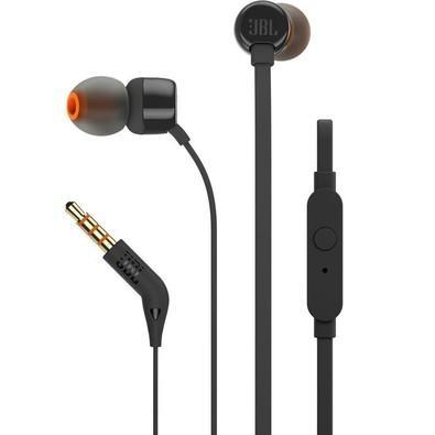 Fone de Ouvido JBL Tune 110 Preto, Intra Auricular, com Microfone, JBLT110BLK