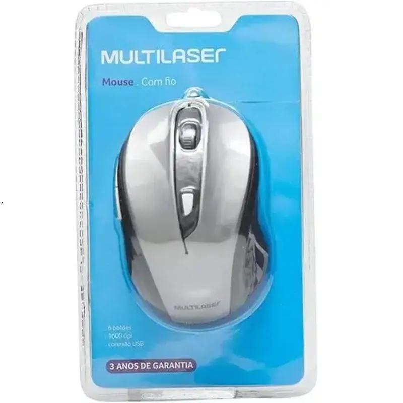 Mouse USB Comfort 6 Botoes Cinza e Preto - Multilaser