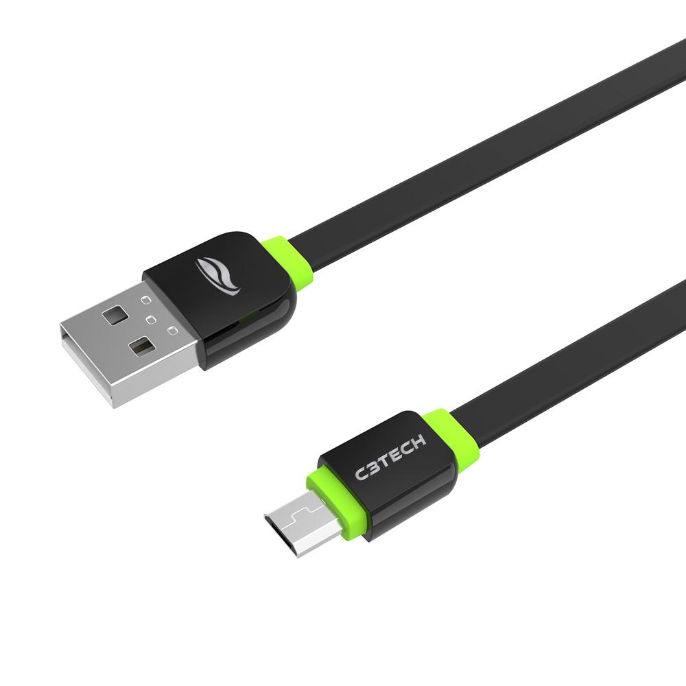 Cabo USB-Micro USB 2,0 a 1m Preto - C3Tech