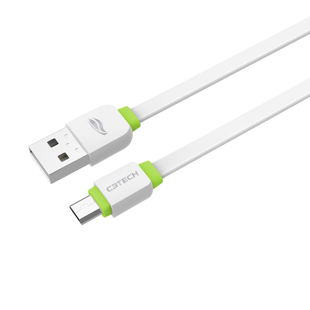 Cabo USB-Micro USB 2,0 a 1m Branco - C3Tech