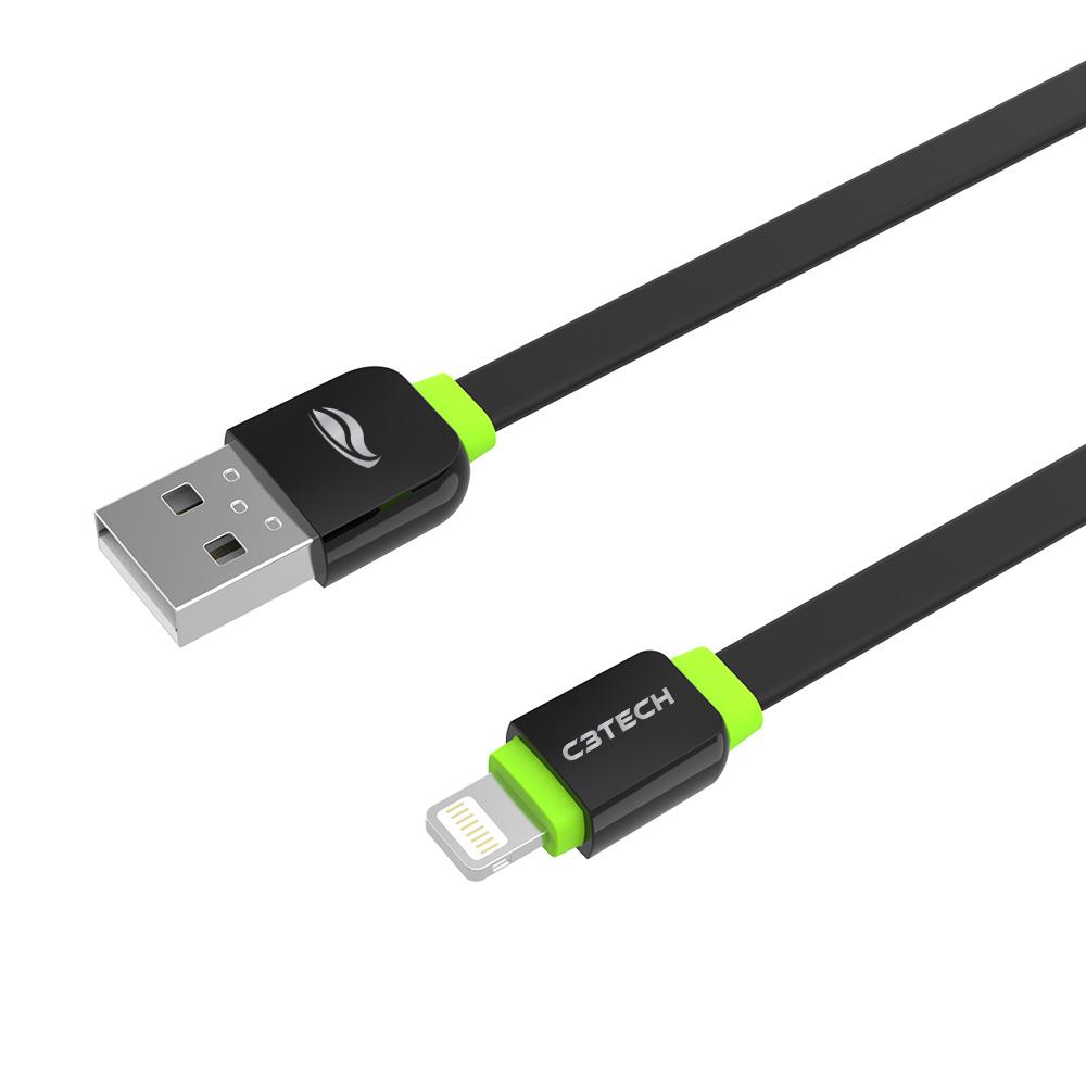 Cabo USB-Lightning 2,0 a 1m Preto - C3Tech