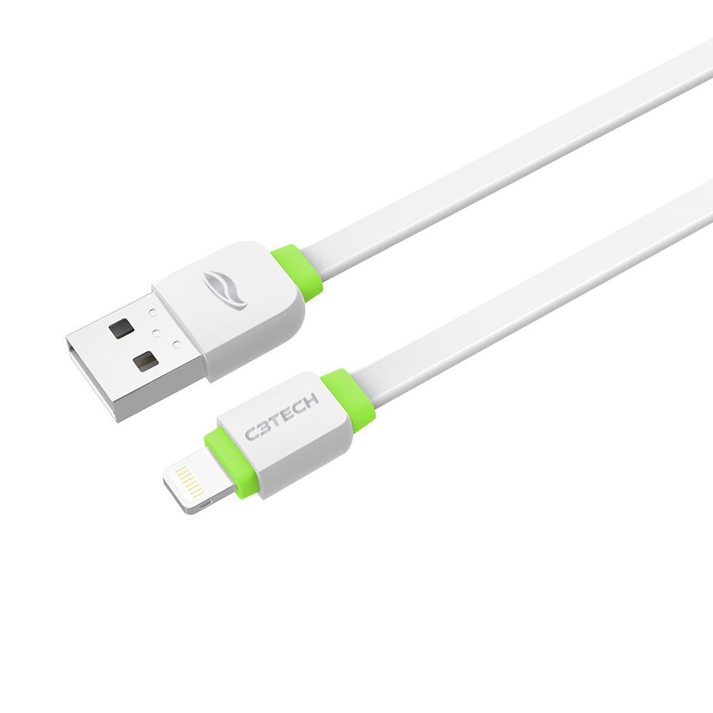 Cabo USB-Lightning 2,0 a 1m Branco - C3Tech