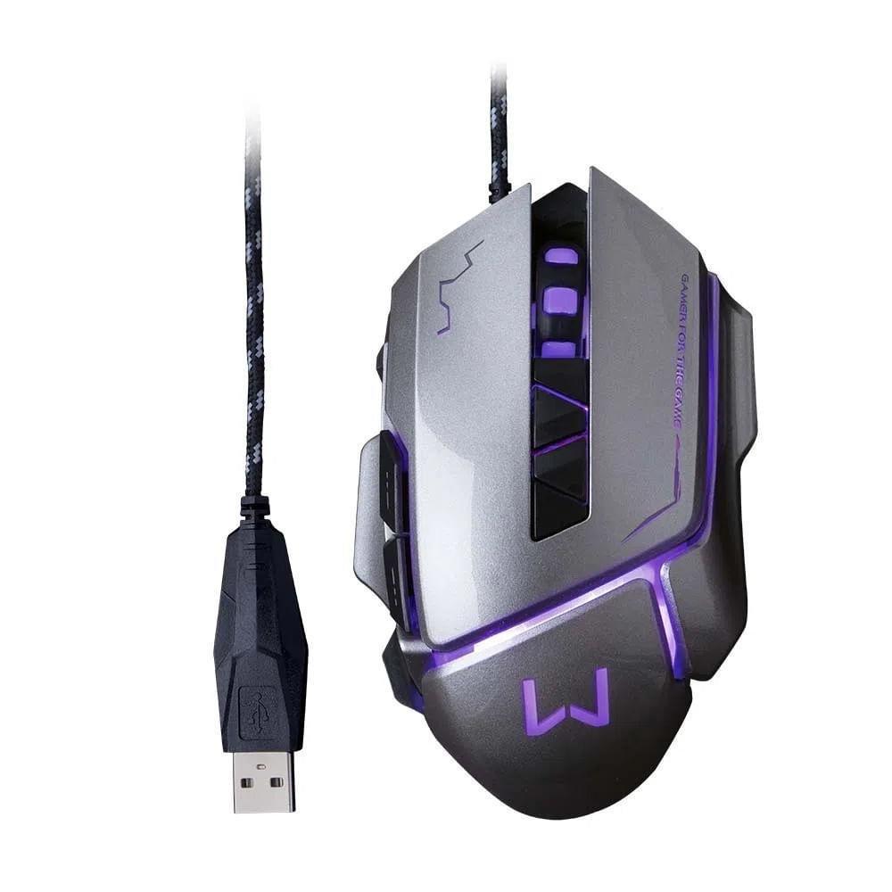Mouse Gamer USB 3200 DPI Grafite - Warrior