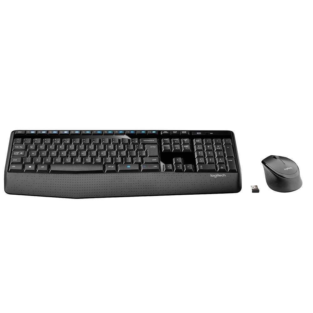 Teclado e Mouse sem Fio Logitech MK345, Teclado com Apoio, USB, Pilhas Inclusas, ABNT2, Preto