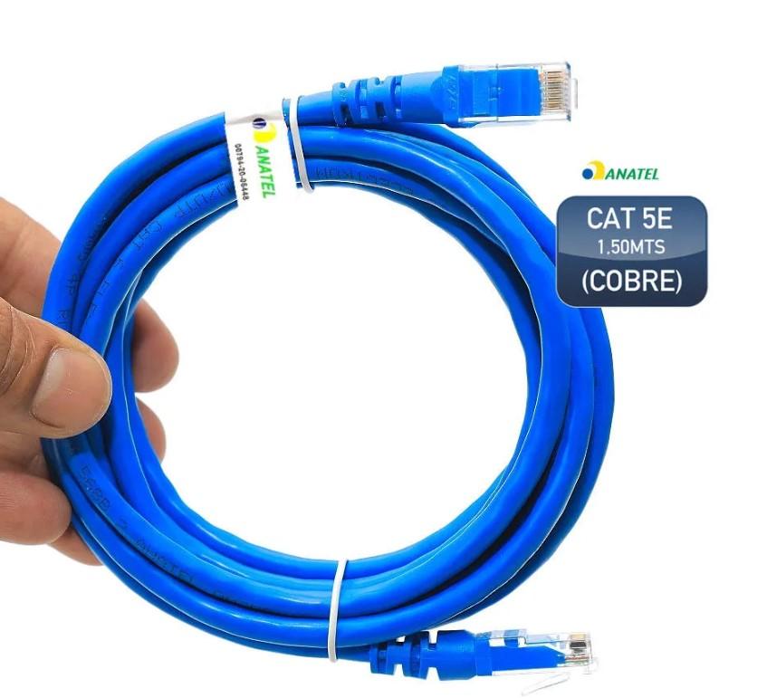 Patch Cord CAT.5E 1,5m Azul GV Cabos