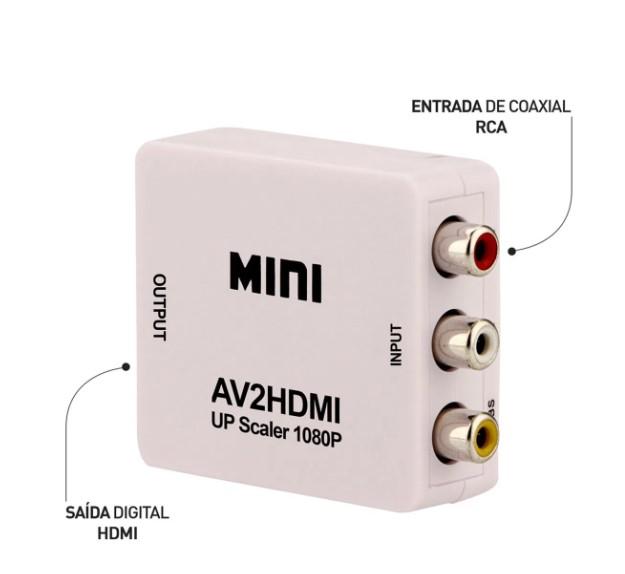 Conversor HDMI x Av (Rca) Mini GV Cabos