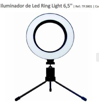 Iluminador de LED Ring Light 18" com Tripe GV Cabos