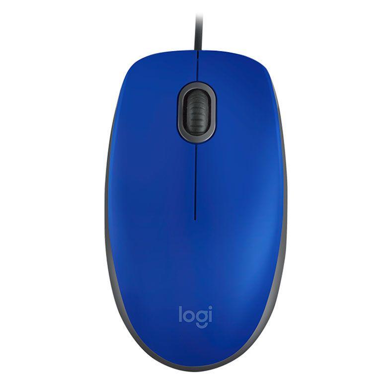 Mouse com Fio USB Logitech M110, Clique Silencioso, Ambidestro, Plug And Play, Azul - 910-005491