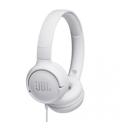 Fone de Ouvido JBL Tune 500 Branco, On Ear, com Fio, com Microfone, JBLT500WHT