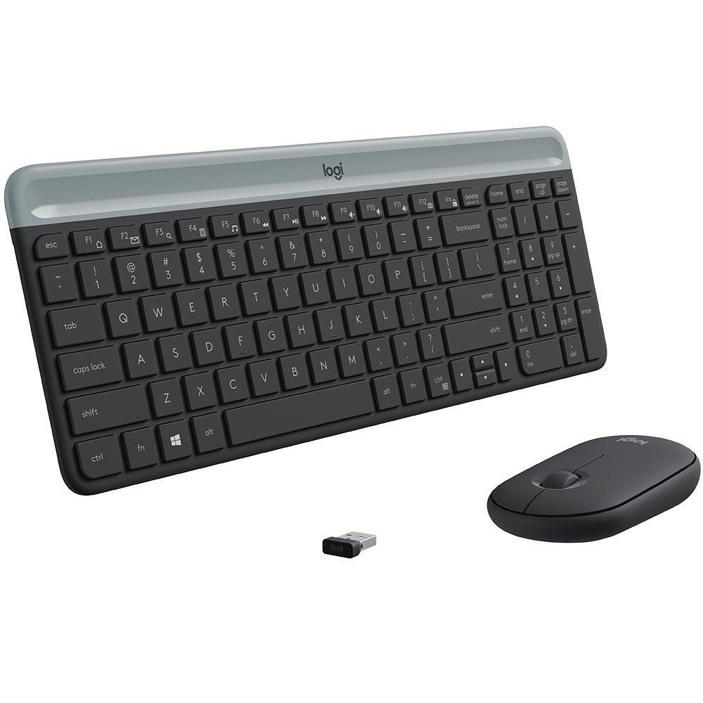 Teclado e Mouse sem Fio Logitech MK470, Slim Ultrafino, Teclas Silenciosas, Plug And Play, Preto