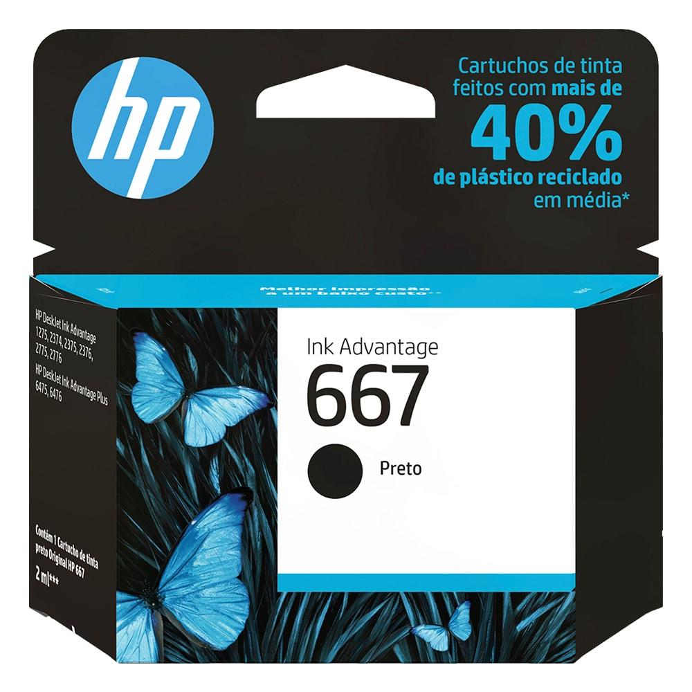 Cartucho de Tinta HP 667 Preto Advantage Original 2ml