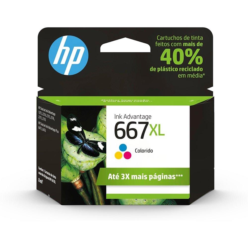 Cartucho de Tinta HP 667XL Colorido Advantage de Alto Rendimento Original 8ml
