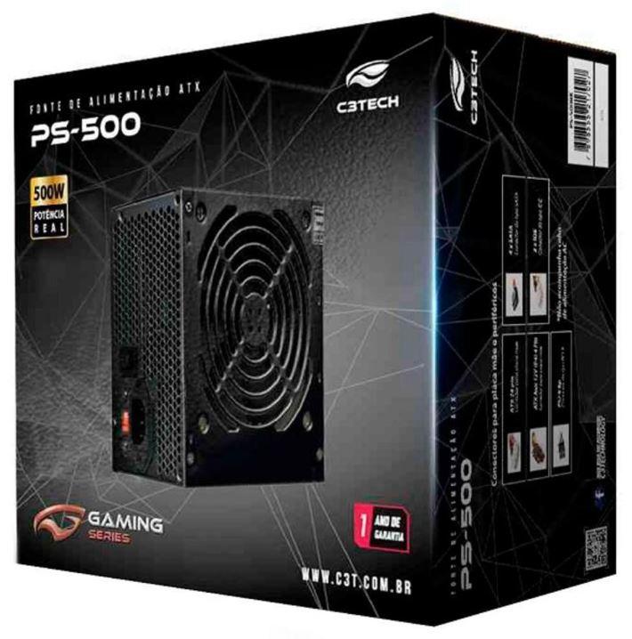 Fonte ATX 500W 24 Pinos (P.real) PS-500BK sem Cabo - C3 Tech