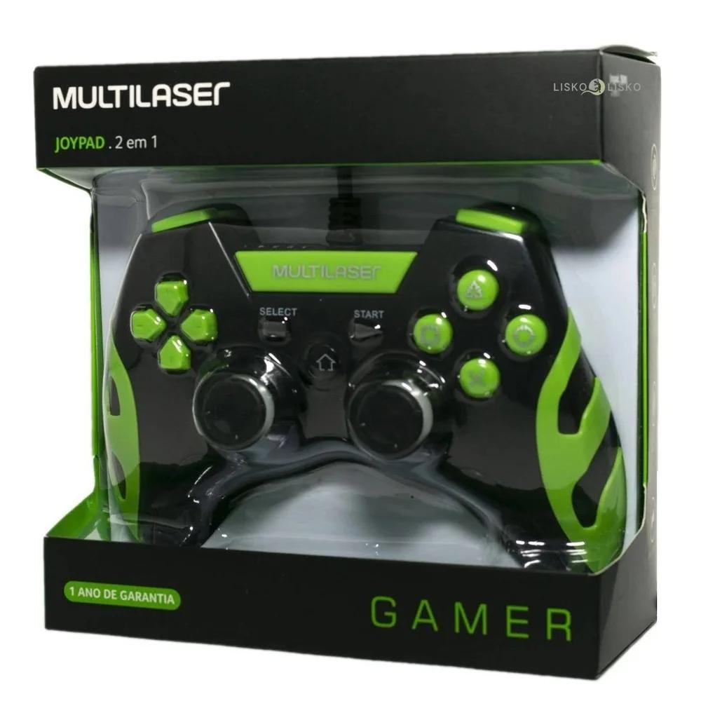 Controle Gamer Multilaser com Fio, PS3 / PC, Preto / Verde - JS091