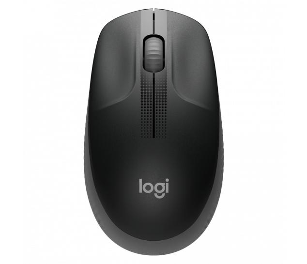 Mouse sem Fio Logitech M190 com Design Ambidestro Compacto, Conexão USB e Pilha Inclusa, Cinza