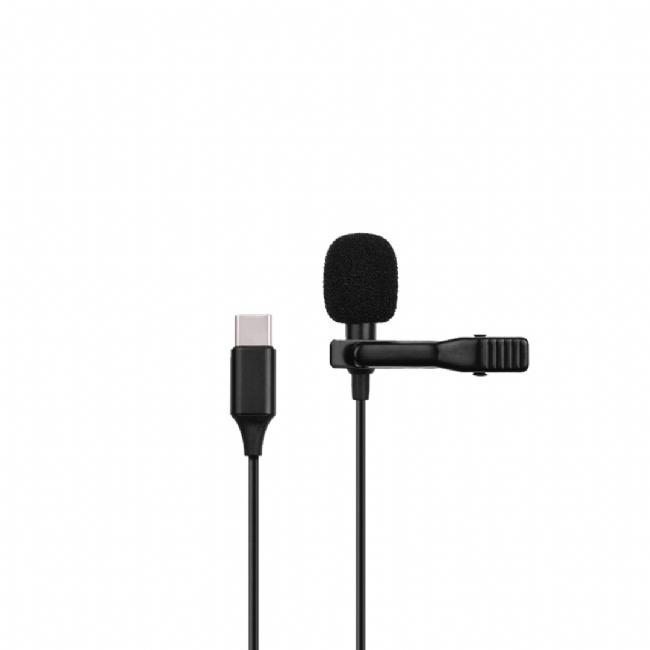 Microfone de Lapela 1,5m Type-C com Clip e Espuma Anti-Vento GV Cabos