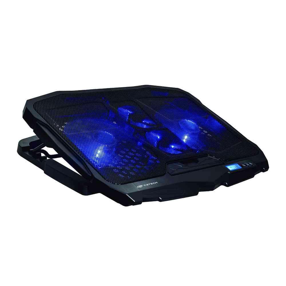 Suporte Base para Notebook C3 Tech com 4 Coolers, LED Azul - Preto