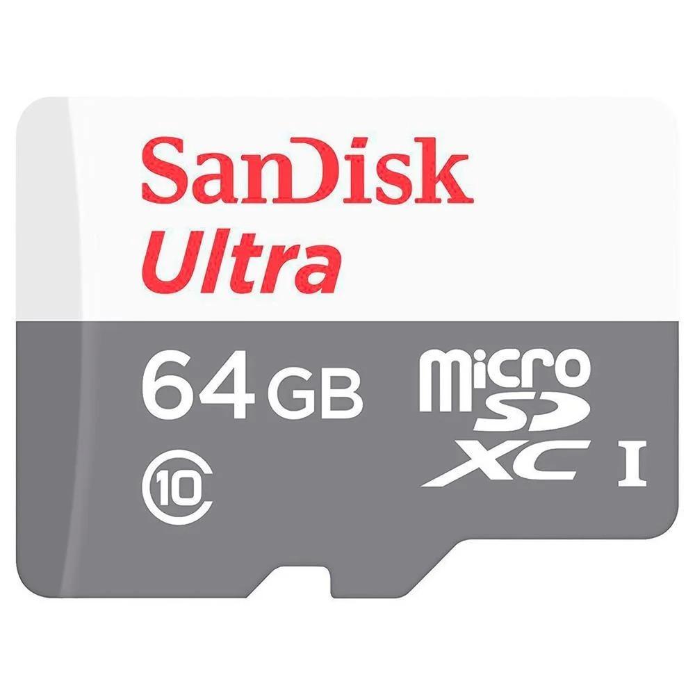 Cartão 64GB Micro SD Ultra Classe 10 Uhs-I 100MB/s com Adaptador SD -Sandisk