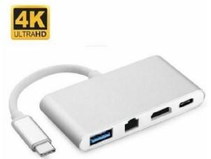 Hub USB-C 3.1 x USB-C HDMI 4K RJ45 USB 3.0 GV Cabos
