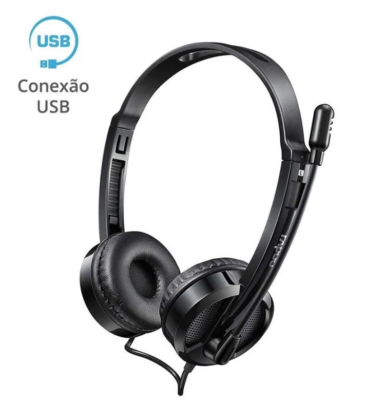 Headset Rapoo USB Microfone sem Ruído Preto H120 - RA020