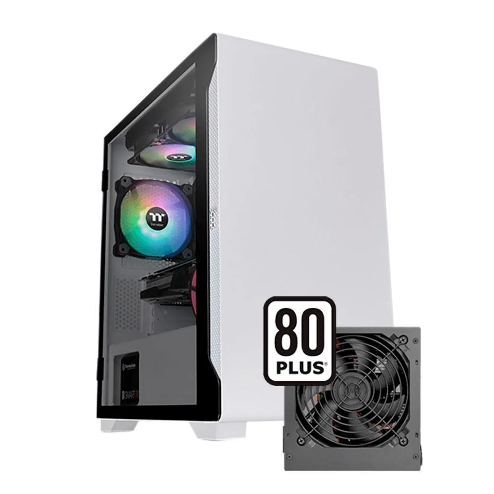 Gabinete ATX Thermaltake S100 Tg Snow White, Mini-Tower, Vidro Temperado, sem Fonte com 1 Fan - Branco