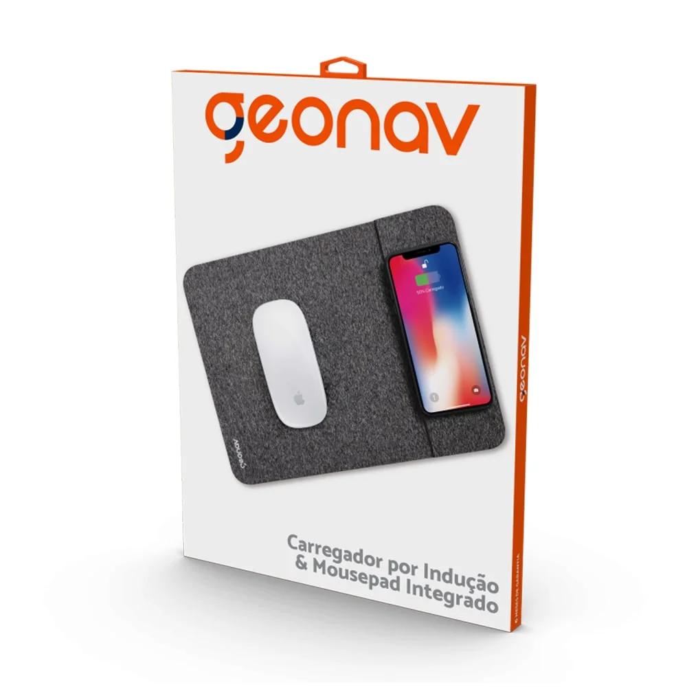 Carregador por Indução e Mousepad Integrada Geonav Mpisg Preto - Geonav