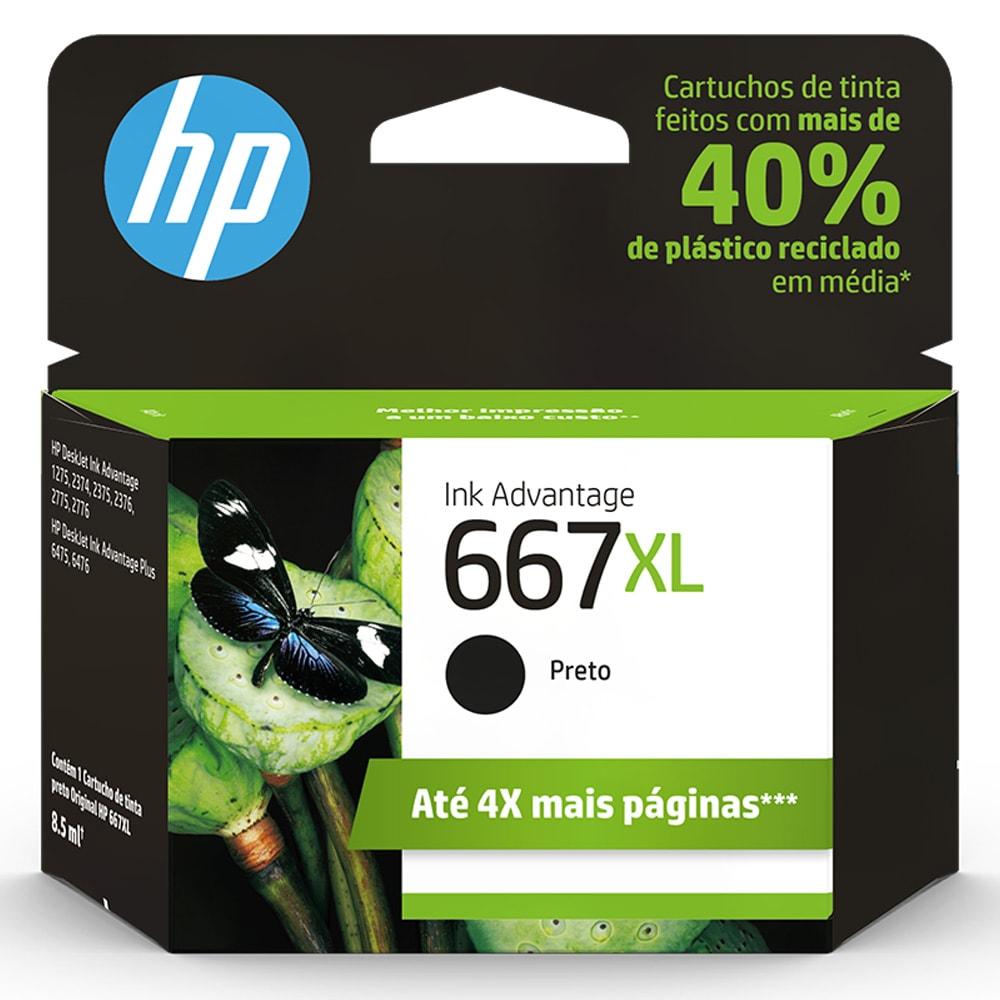 Cartucho de Tinta HP 667XL Preto Advantage de Alto Rendimento Original 8,5ml