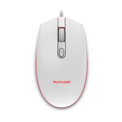 Mouse USB Gamer LED 7 Cores 2400dpi Branco - Multilaser
