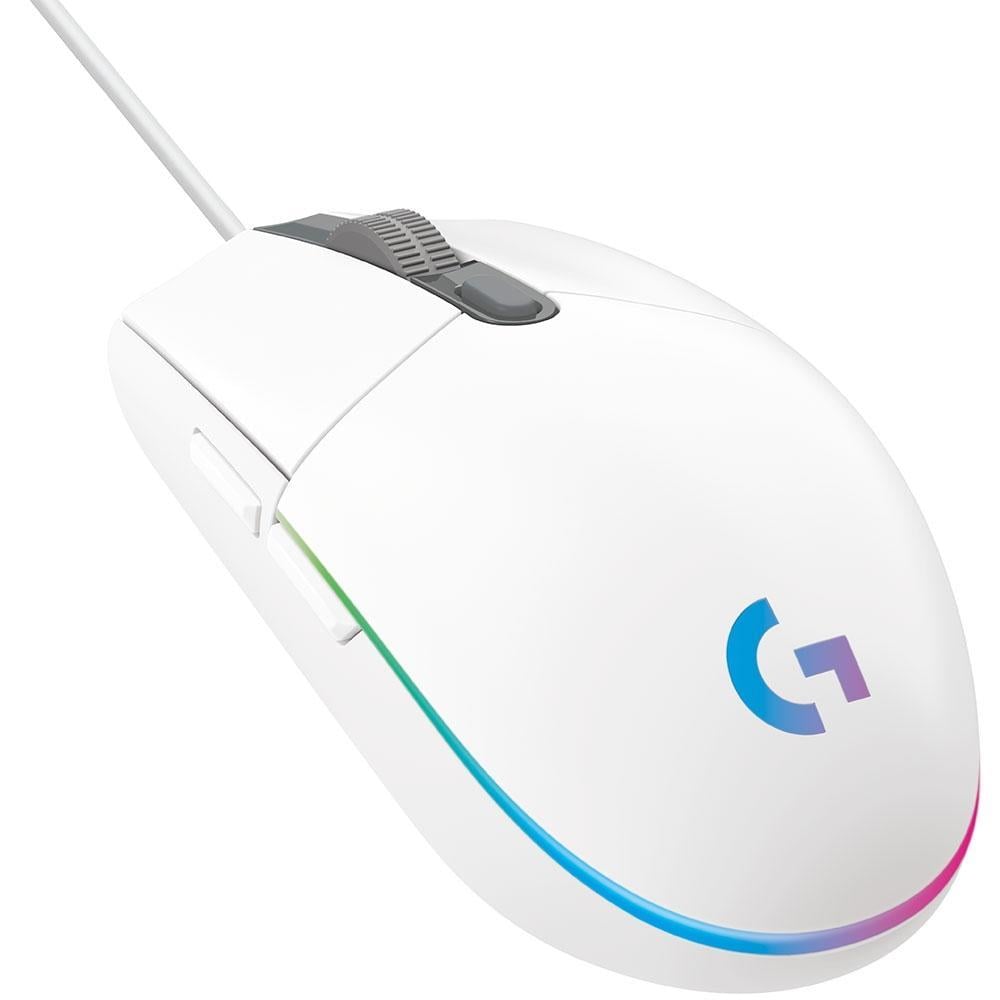 Mouse Gamer Logitech G203 LightSync RGB, Efeito de Ondas de Cores, 6 Botões,até 8.000 DPI- Branco