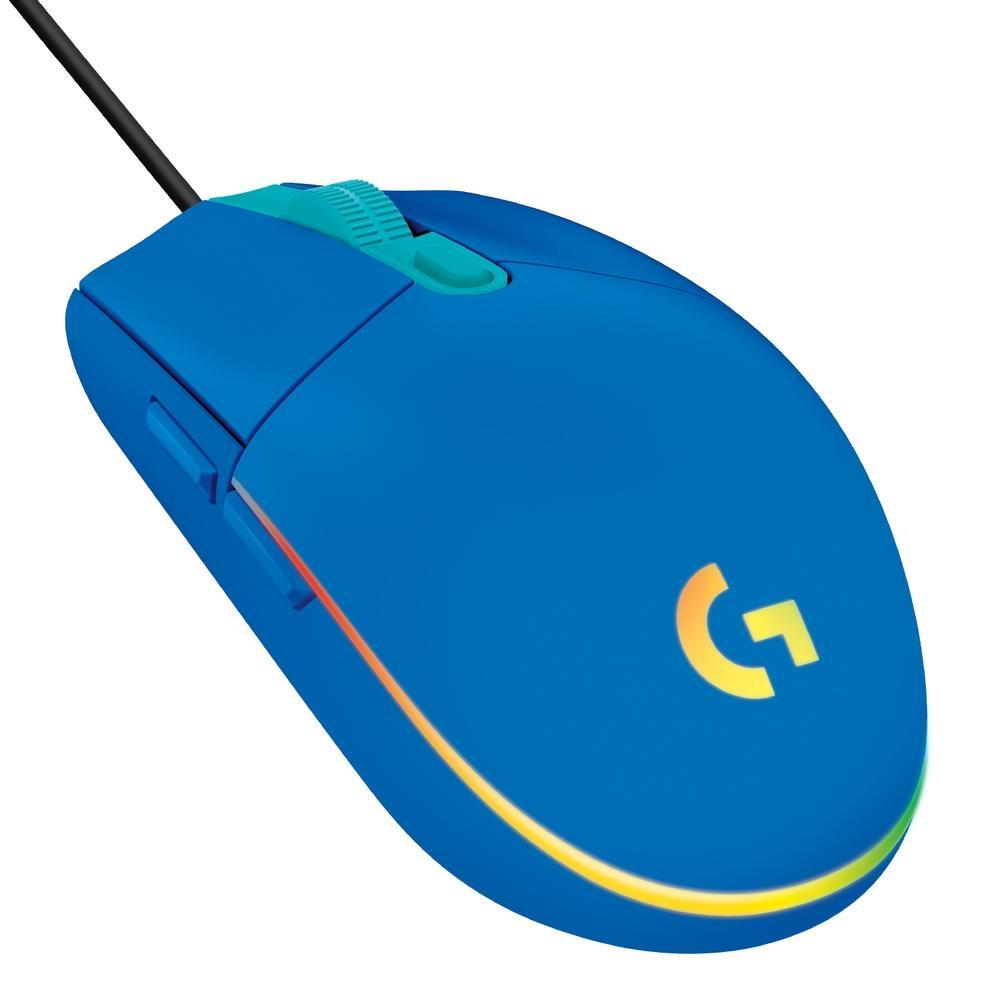 Mouse Gamer Logitech G203 LightSync RGB, Efeito de Ondas de Cores, 6 Botões,até 8.000 DPI, Azul