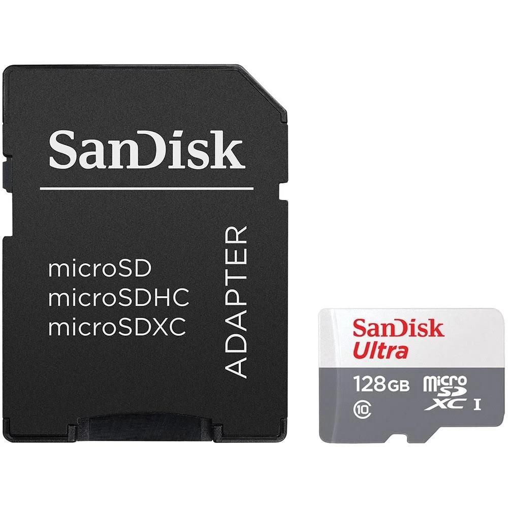 Cartão 128GB Micro SD Ultra Classe 10 Uhs-I 100MB/s com Adaptador SD - Sandisk