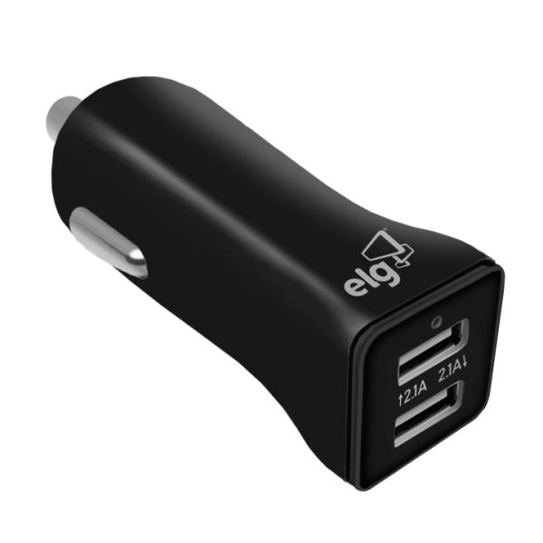 Carregador Veicular Universal ELG com 2 Saídas USB 5W e 10 W Preto - CC2SPT