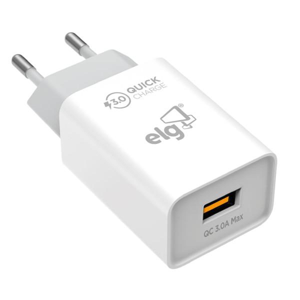 Carregador de Parede Universal 18W com 1 Saída USB Quick Charge Branco - WC1S-QC3