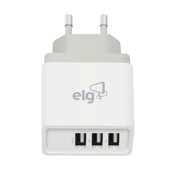 Carregador de Parede Universal Bivolt 3 Saídas USB 3.4A - ELG