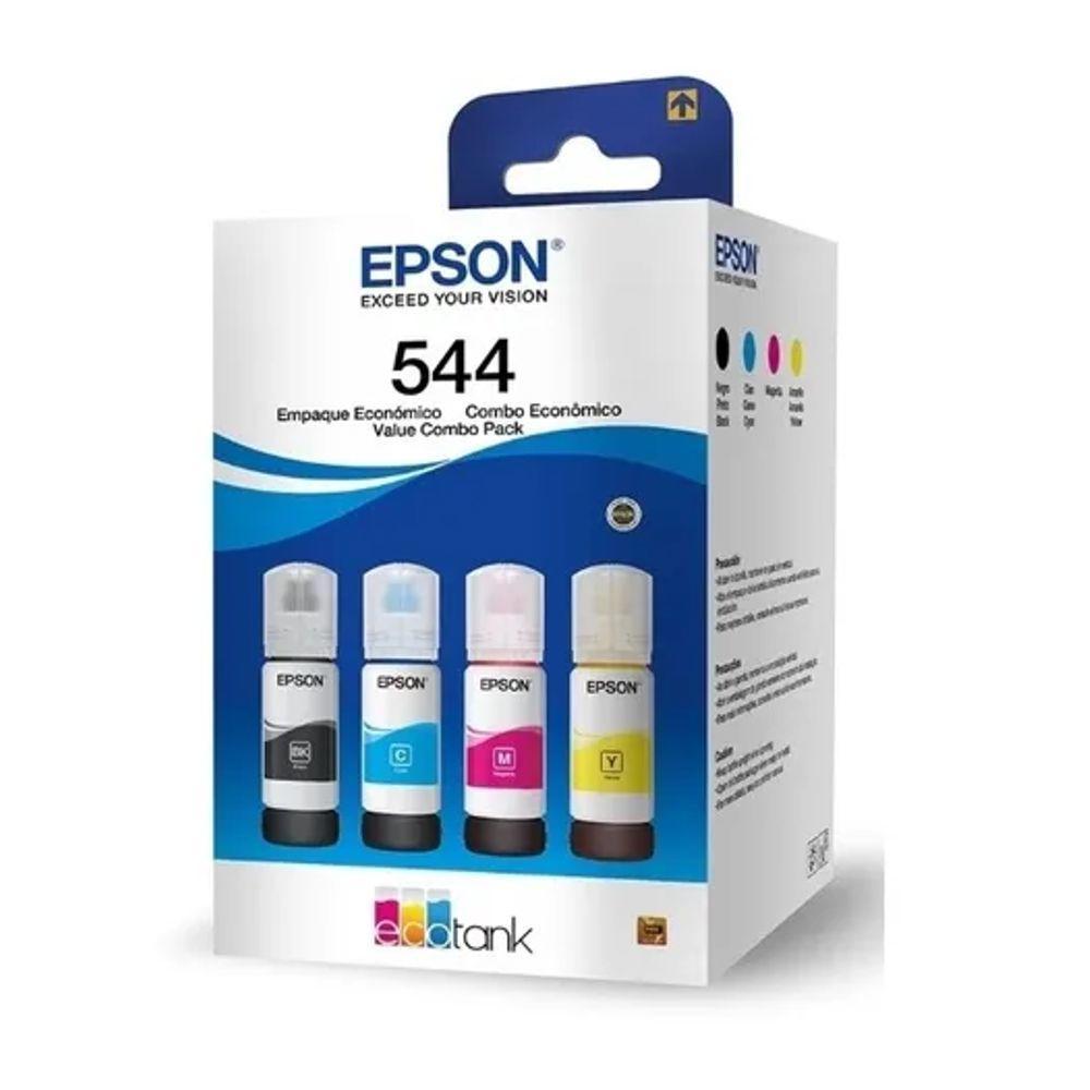 Refil de Tinta Epson Kit T544 para Ecotank Preto, Ciano, Magenta, Amarelo