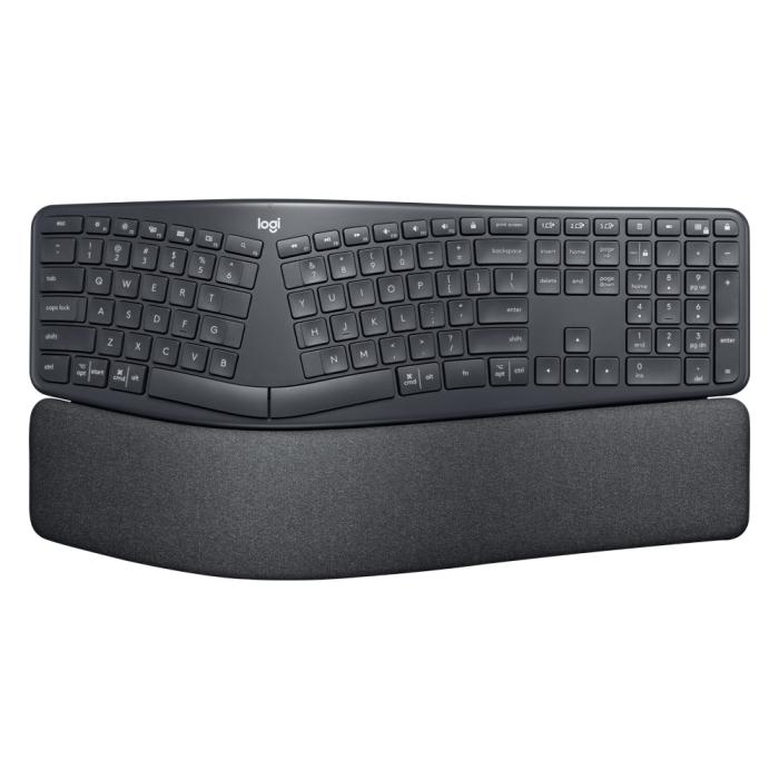 Teclado sem Fio Logitech Ergo K860, Layout Dividido, Suporte para Descanso de Pulso, Bluetooth, USB